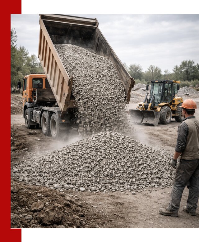 Доставка щебня в Лабинске крупными и мелкими фракциями