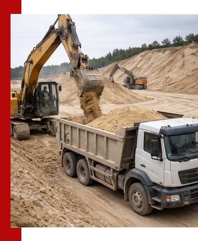 Доставка карьерного песка с самосвалами и разгрузкой в Лабинске