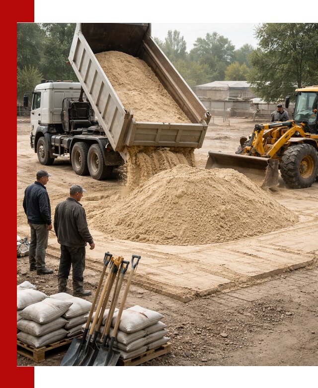 Доставка мытого песка в Лабинске с самосвалами по выгодной цене