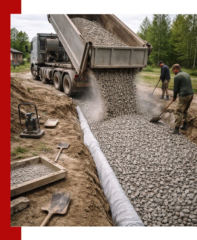 Гравий для дренажа с доставкой в Лабинске качественный и недорогой
