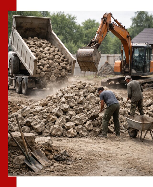 Доставка и разгрузка бутового камня в Лабинске