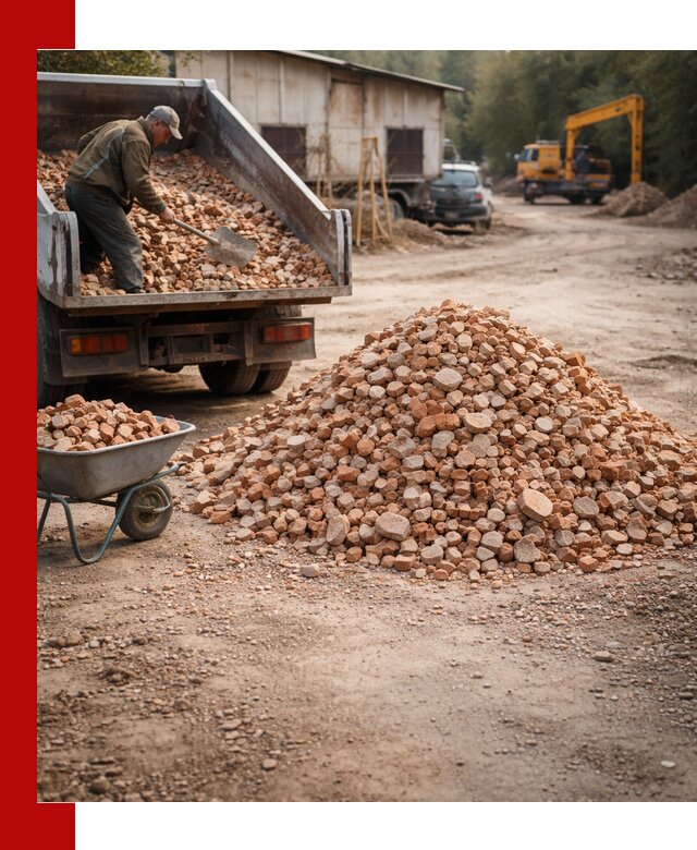 Доставка и подушка из боя кирпича с разгрузкой в Лабинске