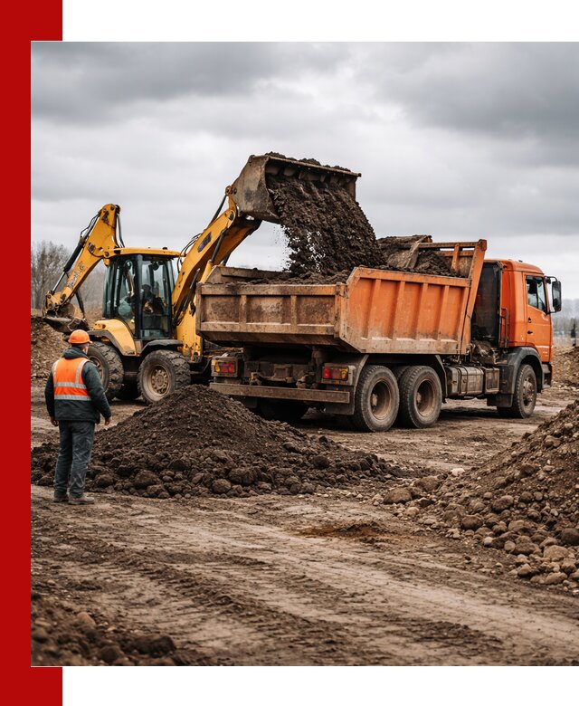 Вывоз грунта и строительного мусора в Лабинске грузовыми самосвалами