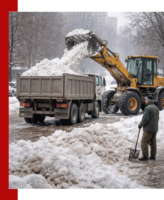Вывоз снега грузовой техникой в Лабинске оперативно и чисто