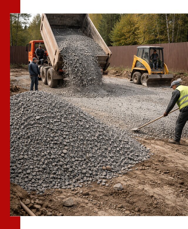 Отсыпка участка щебнем с доставкой и уплотнением в Лабинске